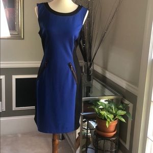NWT, blue and black dress, knee length. Size L